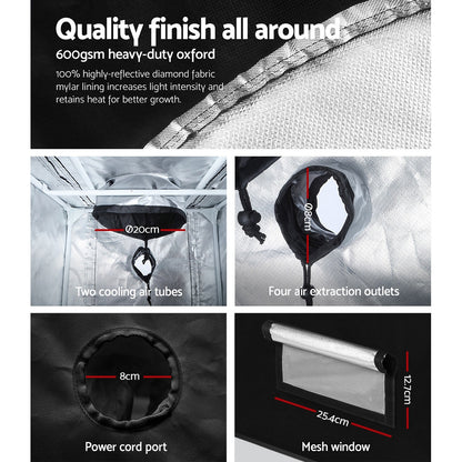 Greenfingers Hydroponics Grow Tent Kits Hydroponic Grow System Black 60X60X90CM 600D Oxford Tristar Online