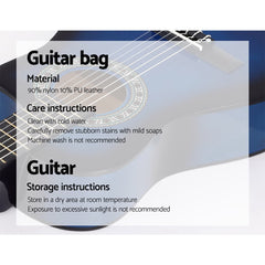 Alpha 34" Inch Guitar Classical Acoustic Cutaway Wooden Ideal Kids Gift Children 1/2 Size Blue Tristar Online