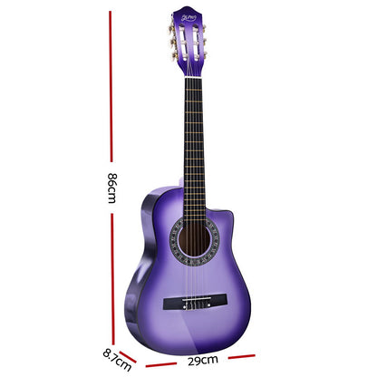 Alpha 34" Inch Guitar Classical Acoustic Cutaway Wooden Ideal Kids Gift Children 1/2 Size Purple Tristar Online
