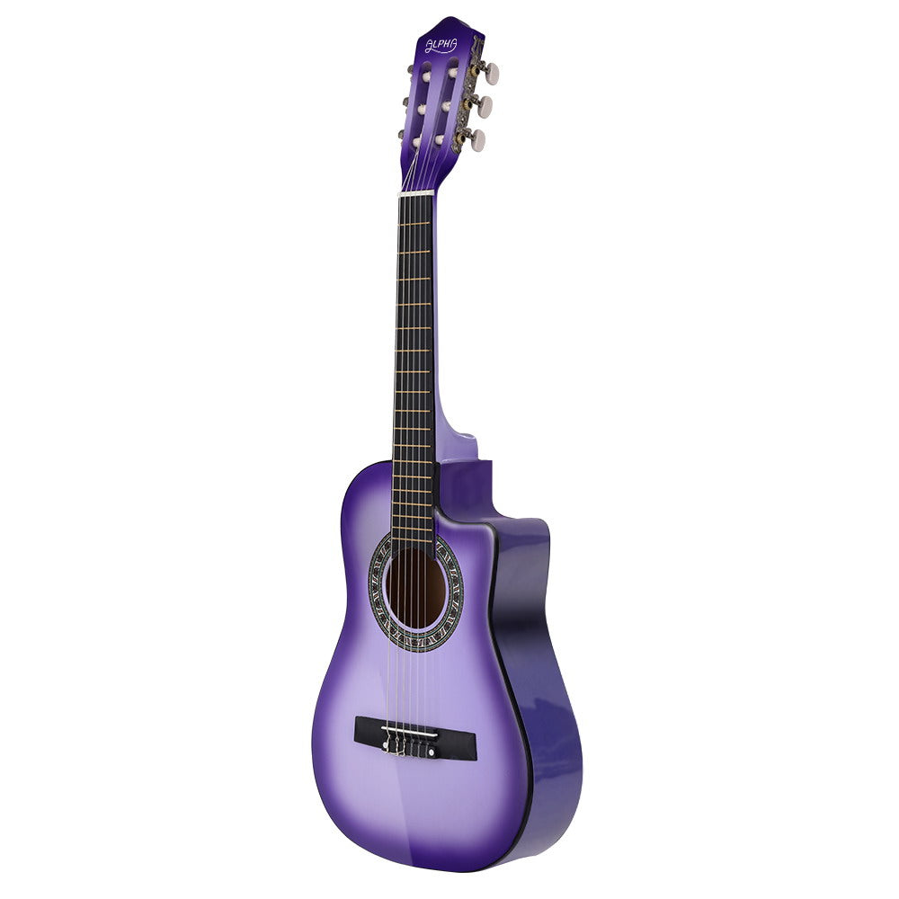 Alpha 34" Inch Guitar Classical Acoustic Cutaway Wooden Ideal Kids Gift Children 1/2 Size Purple Tristar Online