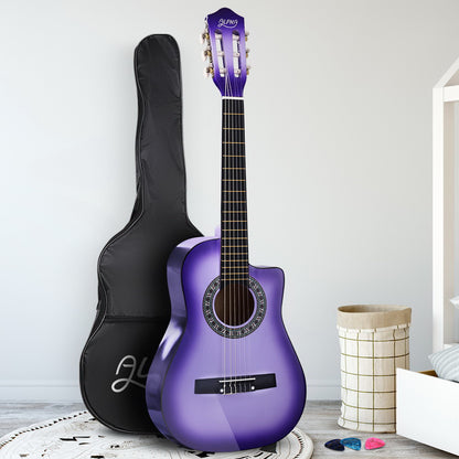 Alpha 34" Inch Guitar Classical Acoustic Cutaway Wooden Ideal Kids Gift Children 1/2 Size Purple Tristar Online