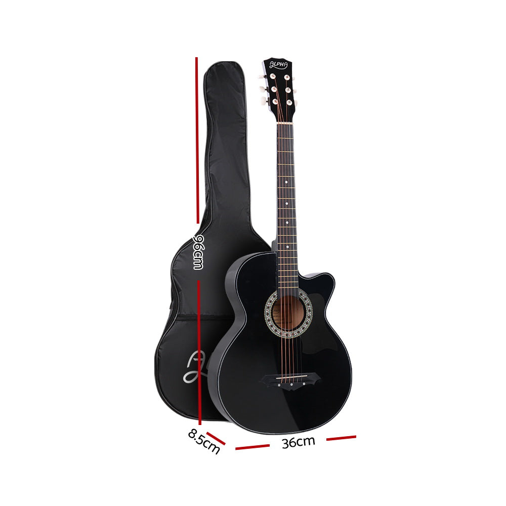 ALPHA 38 Inch Wooden Acoustic Guitar Black Tristar Online