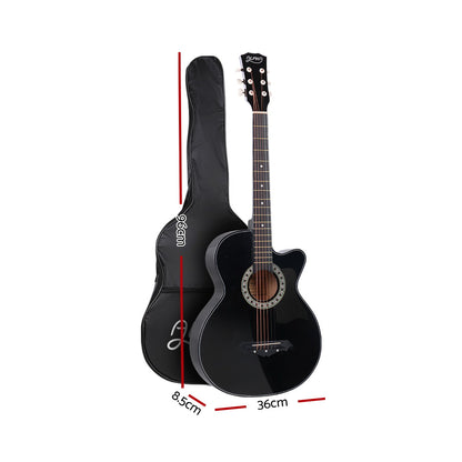 ALPHA 38 Inch Wooden Acoustic Guitar Black Tristar Online
