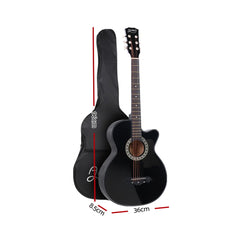 ALPHA 38 Inch Wooden Acoustic Guitar with Accessories set Black Tristar Online