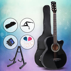 ALPHA 38 Inch Wooden Acoustic Guitar with Accessories set Black Tristar Online