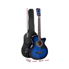 ALPHA 38 Inch Wooden Acoustic Guitar with Accessories set Blue Tristar Online