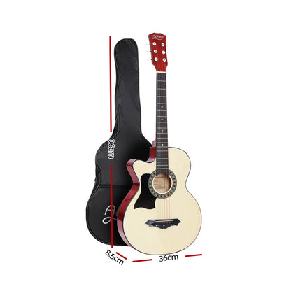 ALPHA 38 Inch Wooden Acoustic Guitar Left handed - Natural Wood Tristar Online