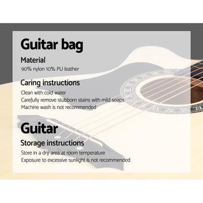 ALPHA 38 Inch Wooden Acoustic Guitar Left handed - Natural Wood Tristar Online