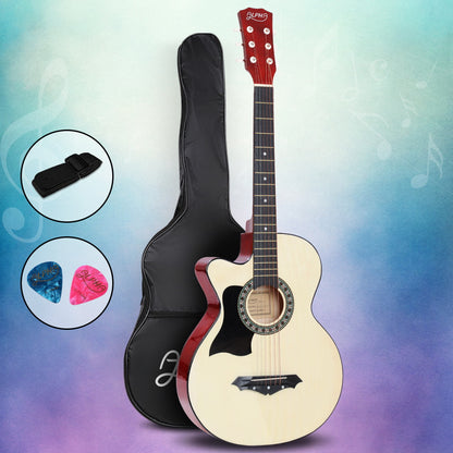 ALPHA 38 Inch Wooden Acoustic Guitar Left handed - Natural Wood Tristar Online