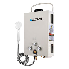 Devanti Portable Gas Water Heater 8LPM Outdoor Camping Shower Grey Tristar Online