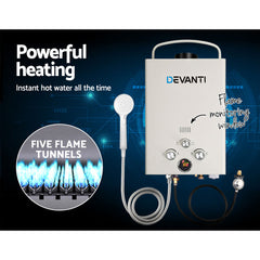 Devanti Portable Gas Water Heater 8LPM Outdoor Camping Shower Grey Tristar Online