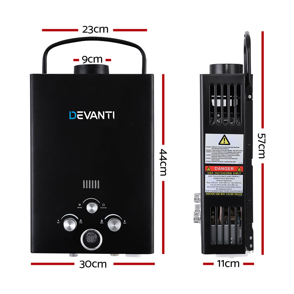 Devanti Outdoor Gas Hot Water Heater Portable Camping Shower 12V Pump Black Tristar Online