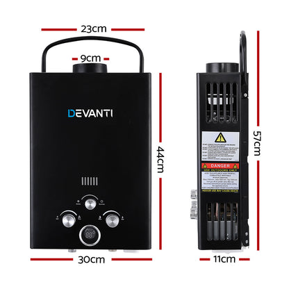 Devanti Outdoor Gas Hot Water Heater Portable Camping Shower 12V Pump Black Tristar Online