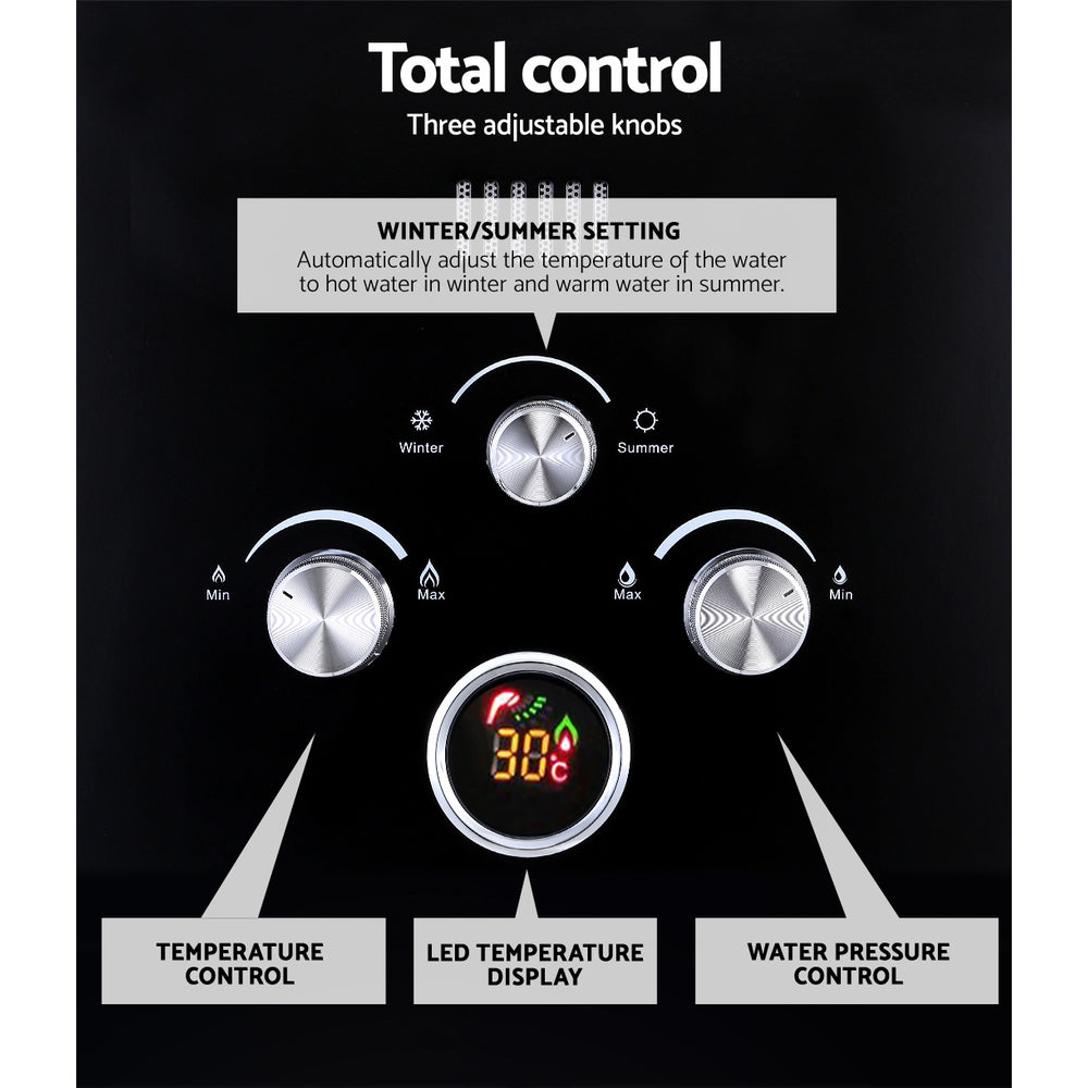 Devanti Outdoor Gas Hot Water Heater Portable Camping Shower 12V Pump Black Tristar Online