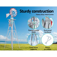 Garden Windmill 4FT 146cm Metal Ornaments Outdoor Decor Ornamental Wind Will Tristar Online