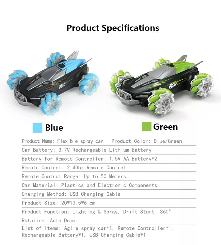 Remote Control RC Stunt Smart Spray Toy Car For Kids With Watch Gesture Trion