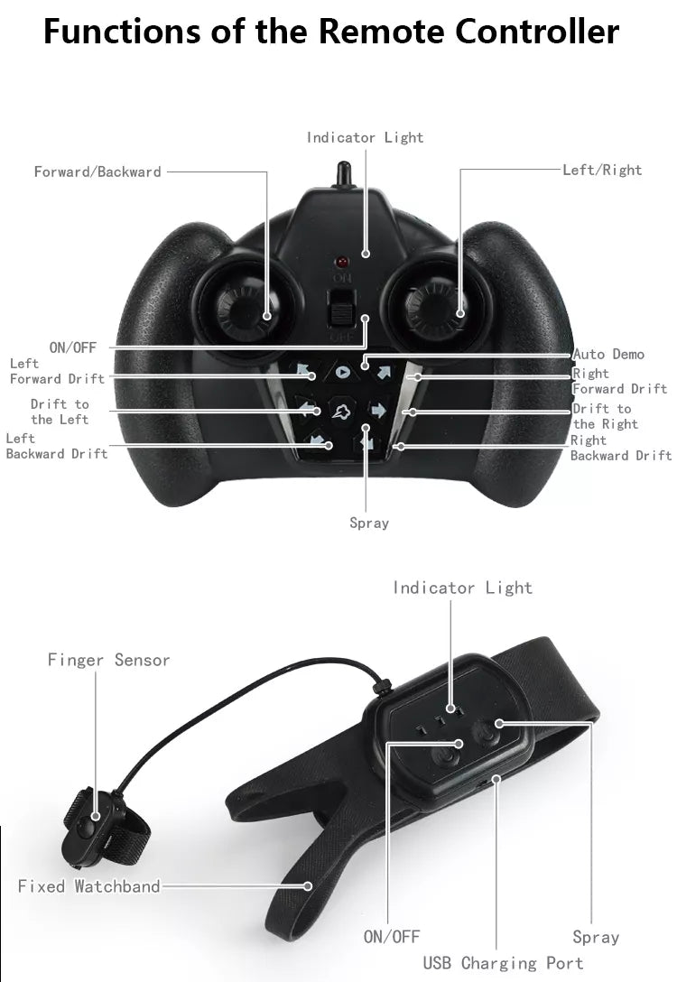 Remote Control RC Stunt Smart Spray Toy Car For Kids With Watch Gesture Trion