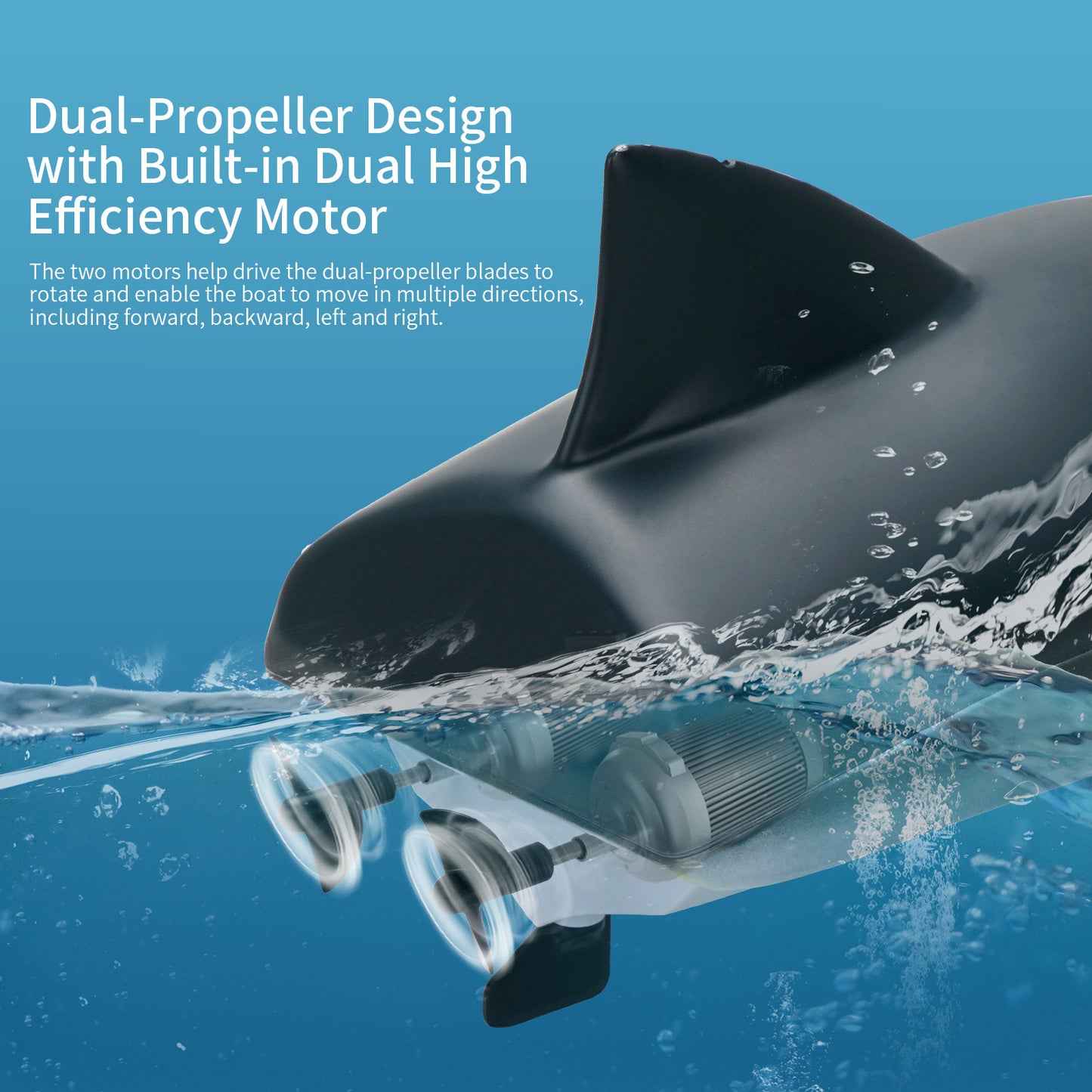 Remote Control 2 in 1 Dual Mode RC Electric Cordless Shark Speedboat Toy For Kids Trion