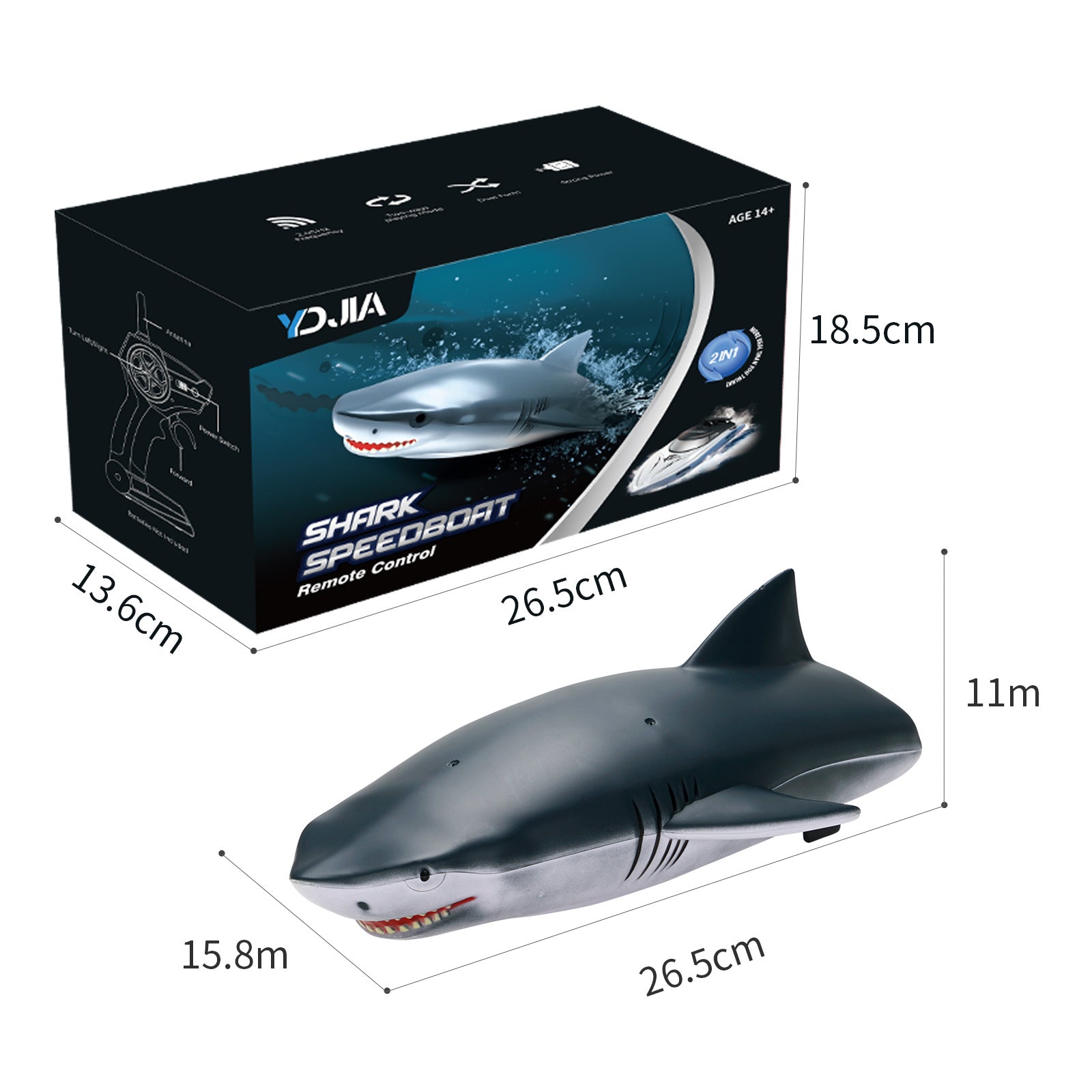 Remote Control 2 in 1 Dual Mode RC Electric Cordless Shark Speedboat Toy For Kids Trion