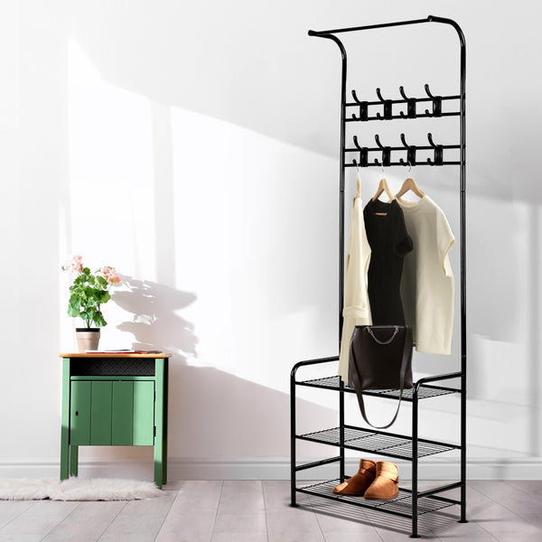 Artiss Clothes Rack Coat Stand Garment Portable Hanger Airer Organiser Shoe Storage Metal Black Tristar Online