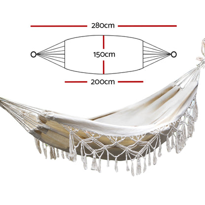 Gardeon Hanging Tassel Hammock Swing Bed Cream Tristar Online