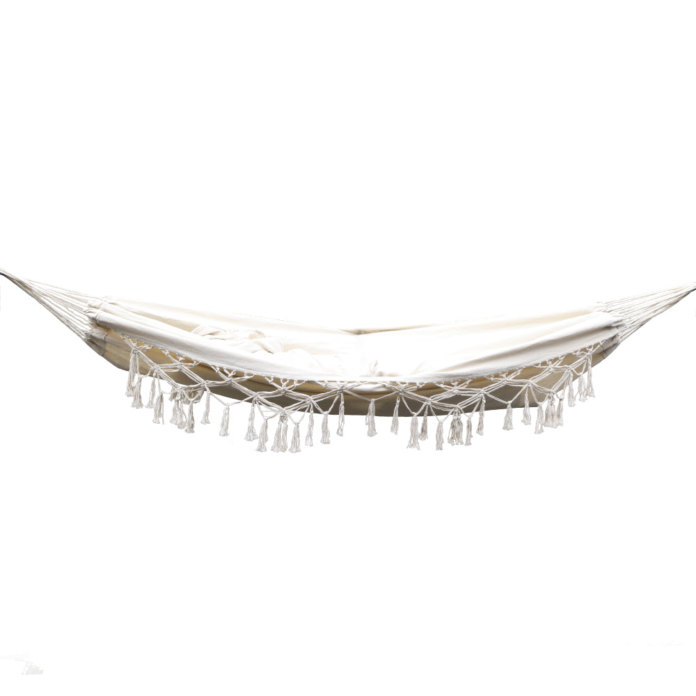 Gardeon Hanging Tassel Hammock Swing Bed Cream Tristar Online