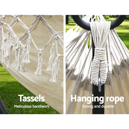 Gardeon Hanging Tassel Hammock Swing Bed Cream Tristar Online