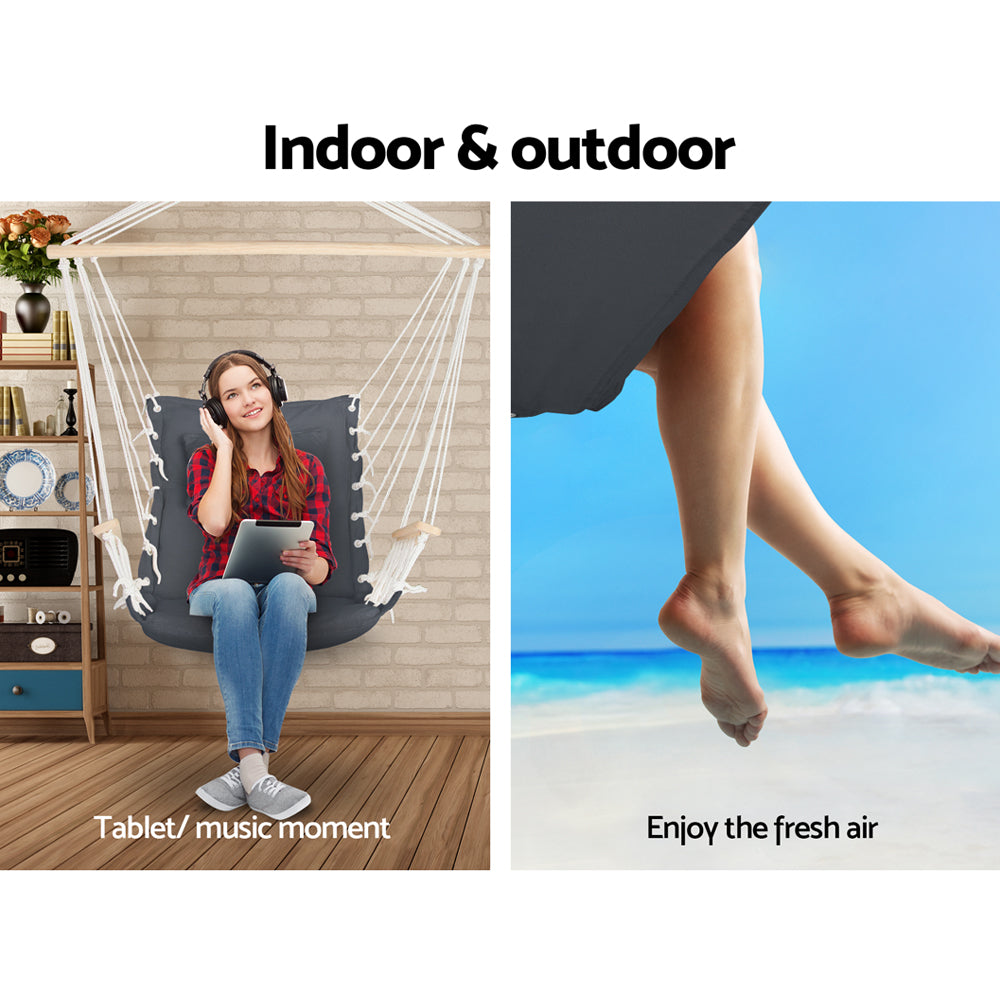 Gardeon Hammock Hanging Swing Chair - Grey Tristar Online