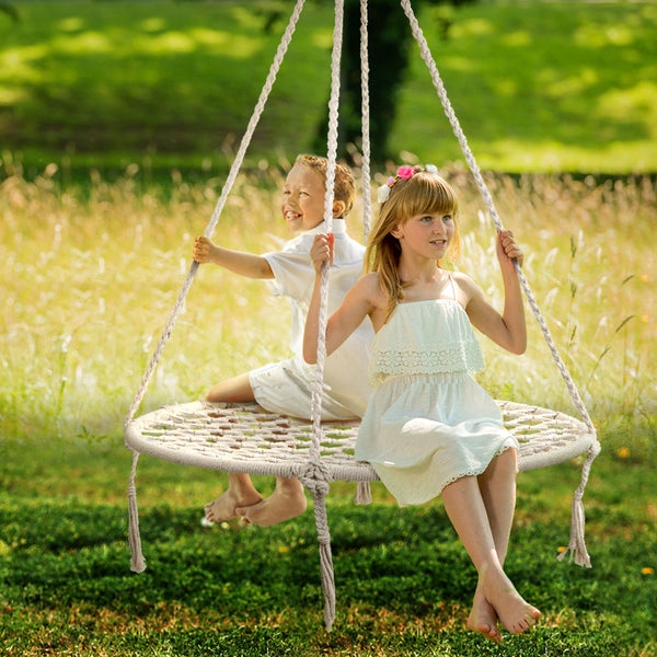 Gardeon Kids Swing Hammock Chair 100cm - Cream Tristar Online