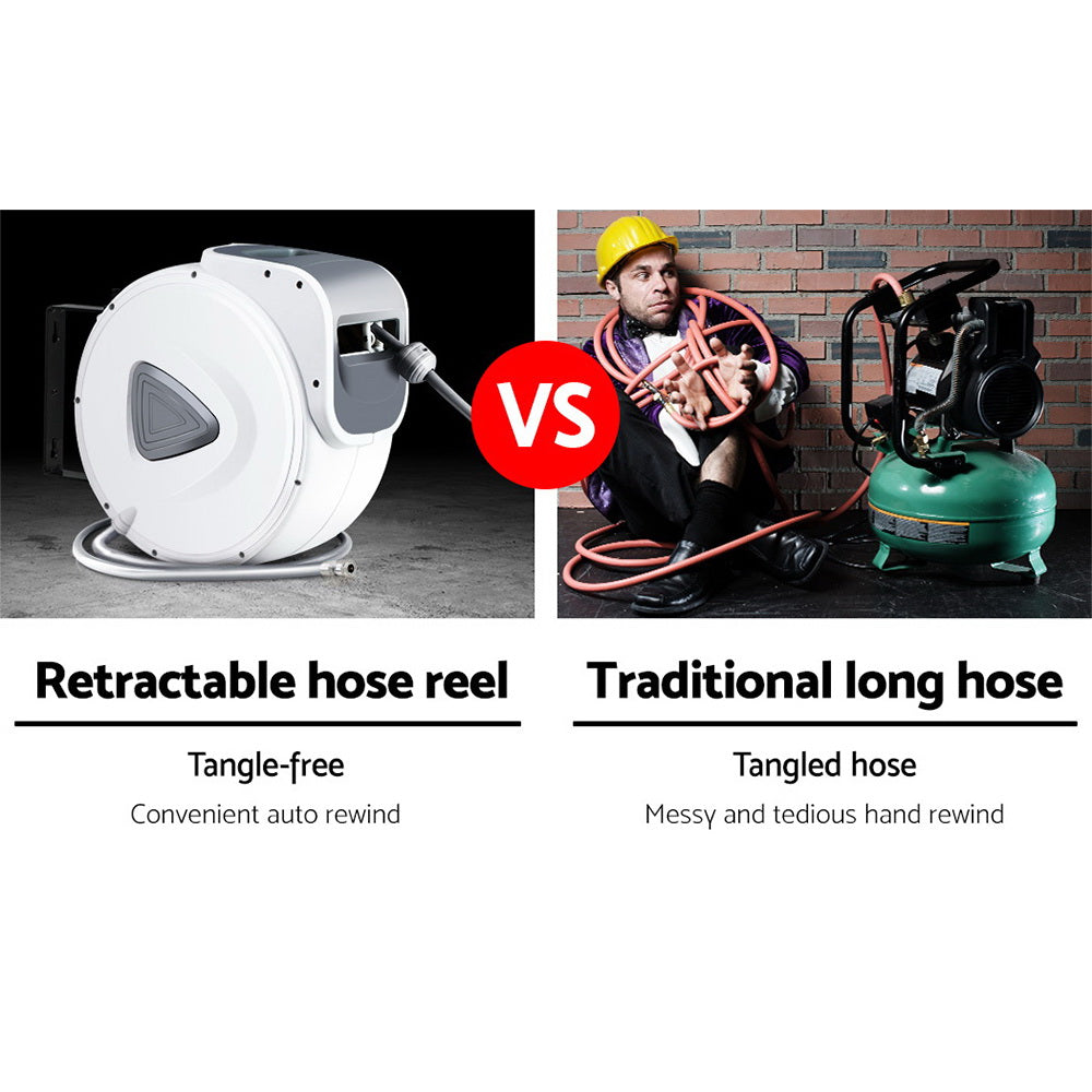 Giantz Air Hose Reel 10m Retractable Rewind Swivel Wall Mount Compressor Garage Tristar Online