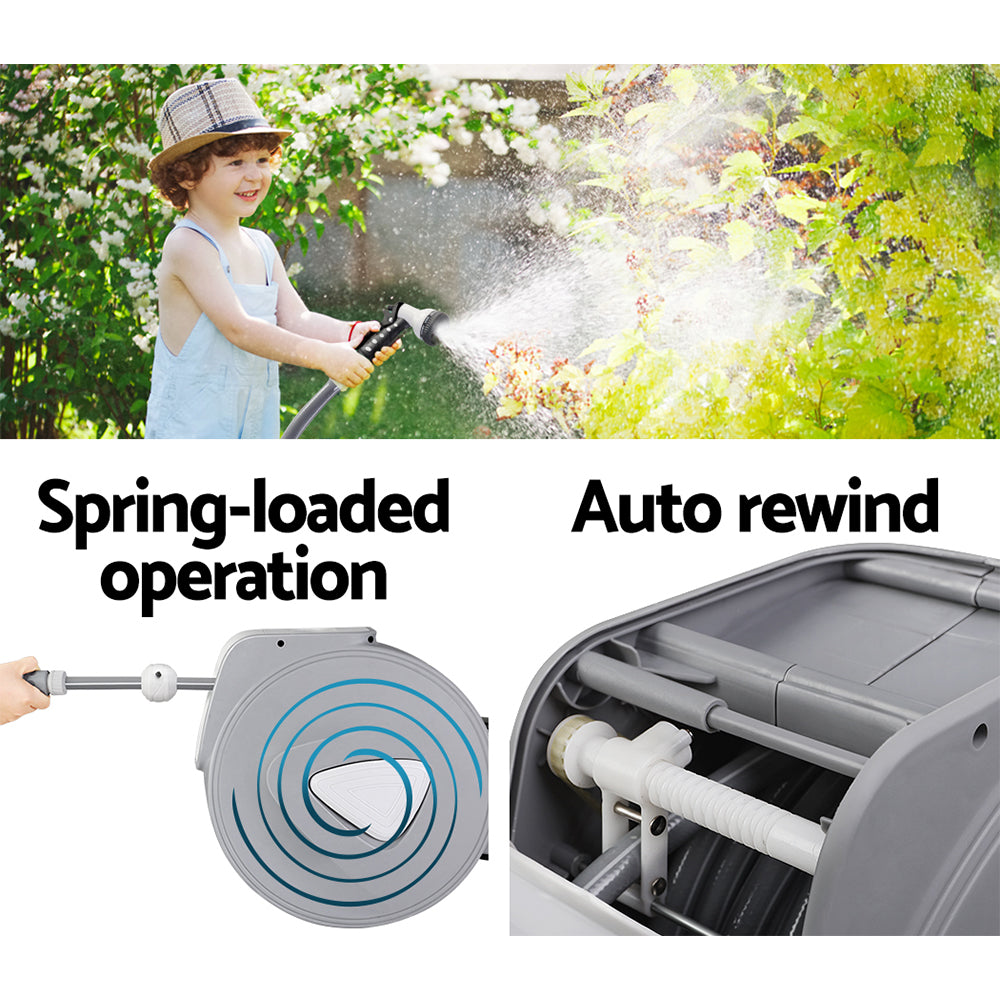 Water Hose Reel 10M Retractable Auto Rewind Garden Spray Gun Tristar Online