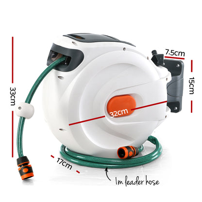 Greenfingers 10M Retractable Water Hose Reel Garden Spray Gun Storage AutoRewind Tristar Online