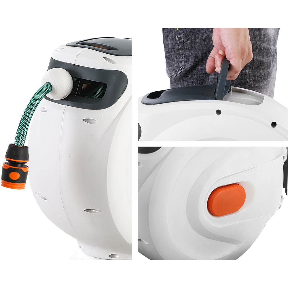 Greenfingers 10M Retractable Water Hose Reel Garden Spray Gun Storage AutoRewind Tristar Online
