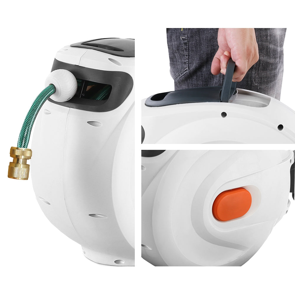 Greenfingers Retractable Hose Reel 20M Garden Water Brass Spray Gun Auto Rewind Tristar Online