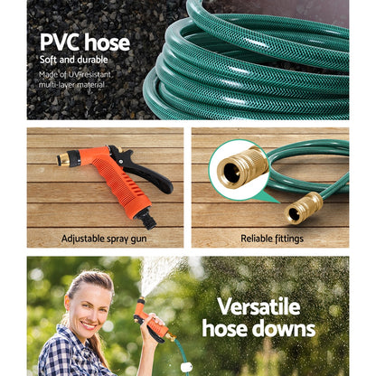 Greenfingers Retractable Hose Reel 20M Garden Water Brass Spray Gun Auto Rewind Tristar Online