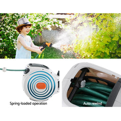 Greenfingers Retractable Hose Reel 20M Garden Water Spray Gun Auto Rewind Tristar Online