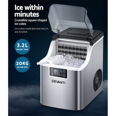 Devanti Ice Maker Machine Commercial Portable Ice Cube Tray Countertop 3.2L Tristar Online