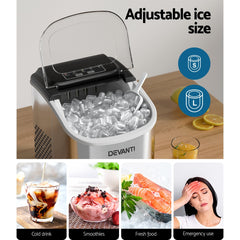 Devanti 12kg Ice Maker Machine w/Self Cleaning Portable Ice Cube Tray 2L White Tristar Online