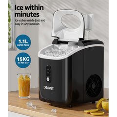 Devanti Portable Ice Maker Machine Nuggetc Ice Cube 15kg Bar Countertop Tristar Online