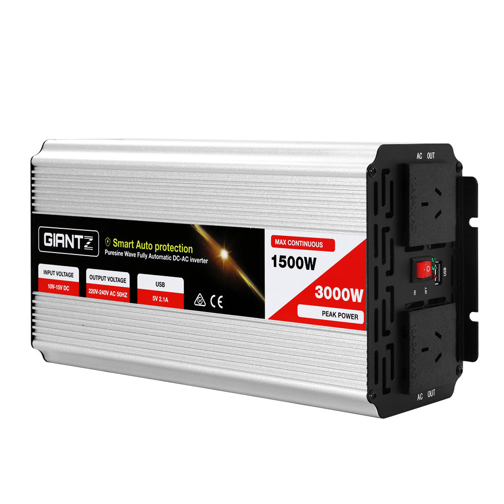 Giantz 1500W Puresine Wave DC-AC Power Inverter Tristar Online