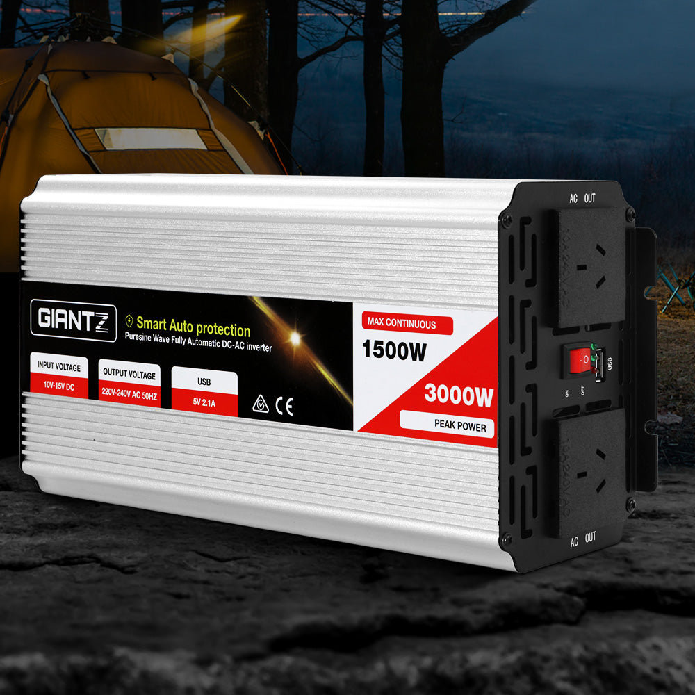 Giantz 1500W Puresine Wave DC-AC Power Inverter Tristar Online