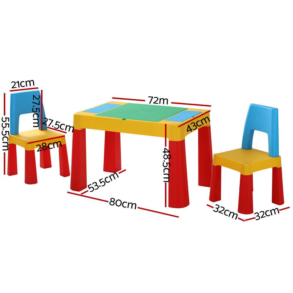 Keezi 3PCS Kids Table and Chairs Set Activity Chalkboard Toys Storage Box Desk Tristar Online