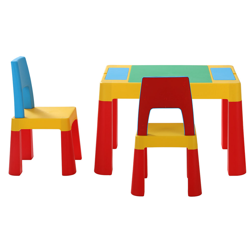 Keezi 3PCS Kids Table and Chairs Set Activity Chalkboard Toys Storage Box Desk Tristar Online