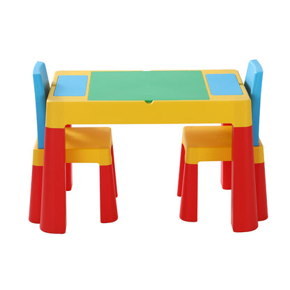 Keezi 3PCS Kids Table and Chairs Set Activity Chalkboard Toys Storage Box Desk Tristar Online