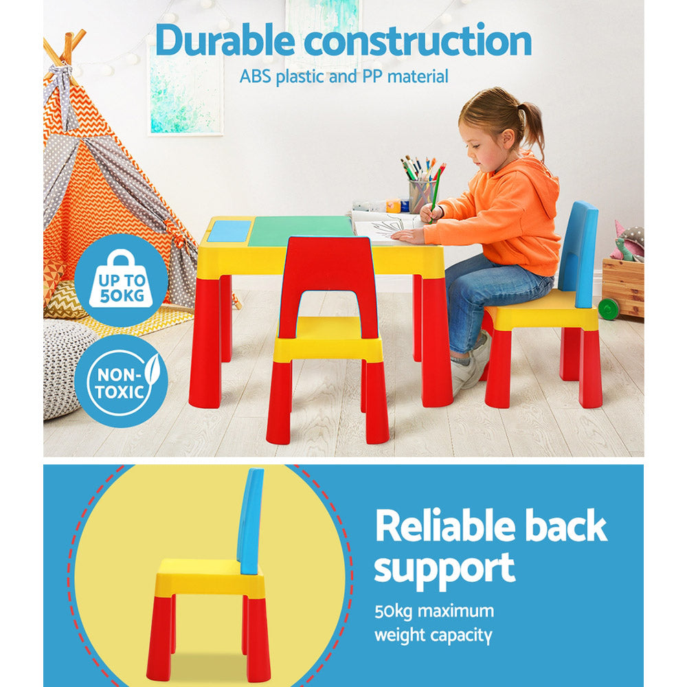 Keezi 3PCS Kids Table and Chairs Set Activity Chalkboard Toys Storage Box Desk Tristar Online