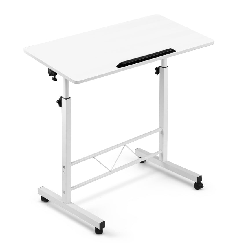 Portable Mobile Laptop Desk Notebook Computer Height Adjustable Table Sit Stand Study Office Work White Tristar Online