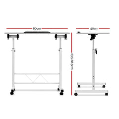 Portable Mobile Laptop Desk Notebook Computer Height Adjustable Table Sit Stand Study Office Work White Tristar Online