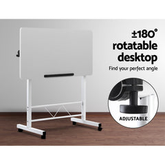 Portable Mobile Laptop Desk Notebook Computer Height Adjustable Table Sit Stand Study Office Work White Tristar Online