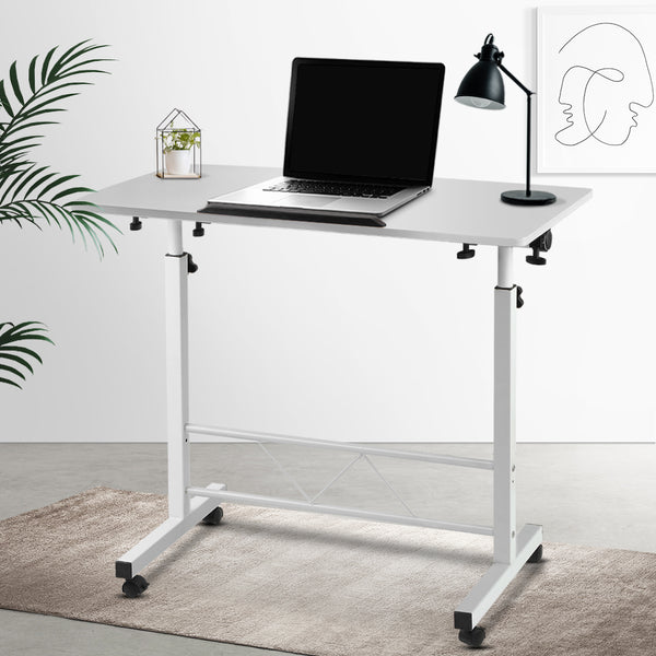 Portable Mobile Laptop Desk Notebook Computer Height Adjustable Table Sit Stand Study Office Work White Tristar Online