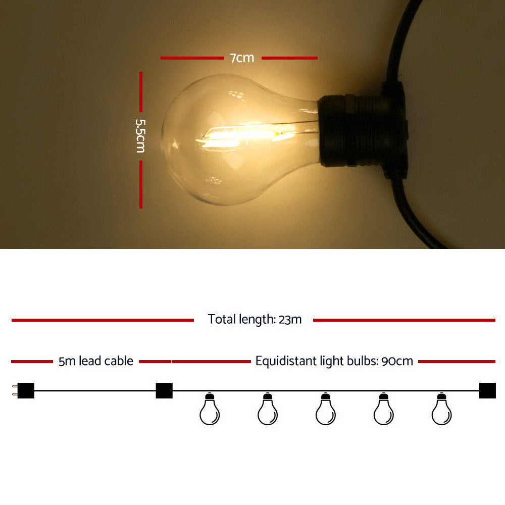 Jingle Jollys 23m LED Festoon String Lights 20 Bulbs Kits Wedding Party Christmas A19 Tristar Online